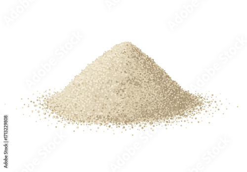 A tan pile of fine granular material slopes upwards against a white backdrop showing a textured surface