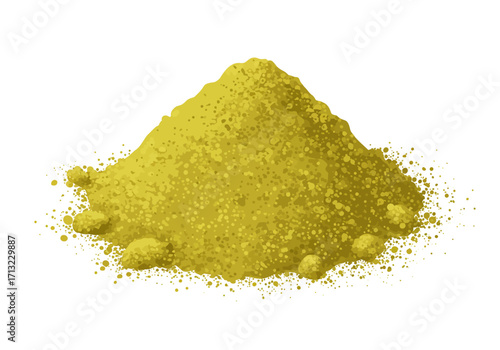 An illustration of a pile of yellowgreen granular material on a white background