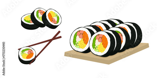 Korean Kimbap Sushi Illustration