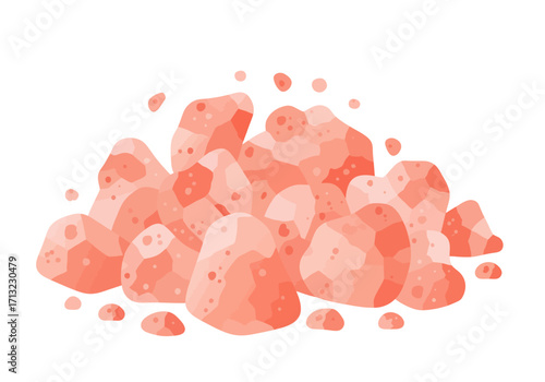 Illustration of a pile of pink rocks with an uneven texture and polygonal facets