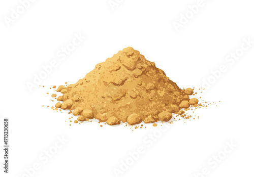 Pile of brown granules with varied textures on a white background