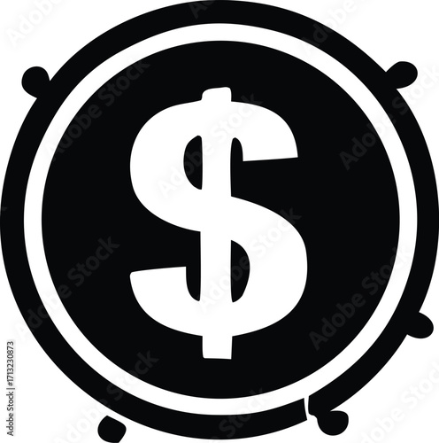 Symbol of wealth and financial success a bold dollar sign inside a coin or token graphic represents money and prosperity