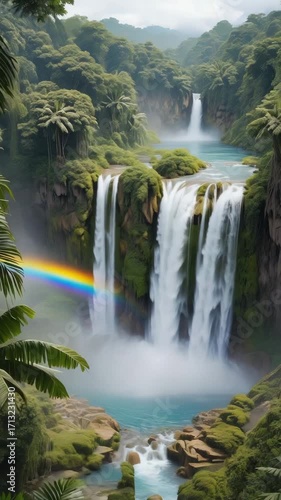 Tropical waterfall hidden in jungle