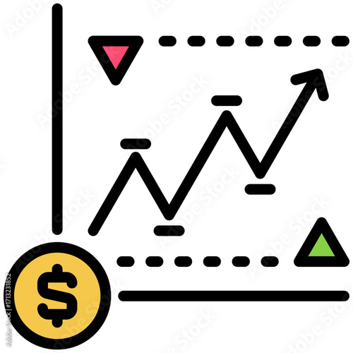 swing trading icon isolated on white background. vector illustration icon for market fluctuation