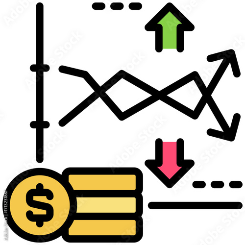 market volatility icon isolated on white background. vector illustration icon for market fluctuation