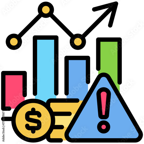 inflation icon isolated on white background. vector illustration icon for market fluctuation