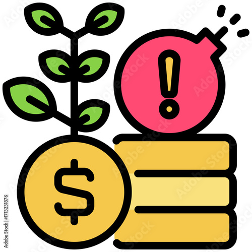 investment risk icon isolated on white background. vector illustration icon for market fluctuation