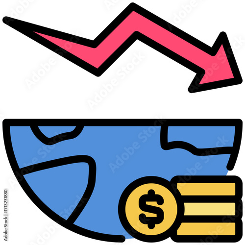 global recession icon isolated on white background. vector illustration icon for market fluctuation