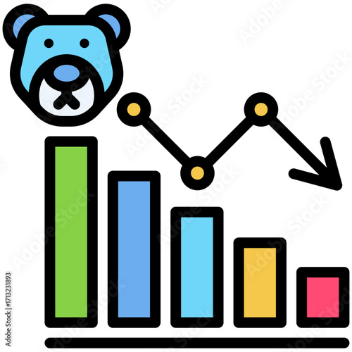 bear market icon isolated on white background. vector illustration icon for market fluctuation