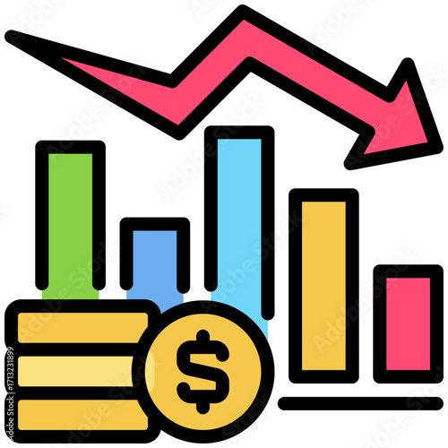 loss icon isolated on white background. vector illustration icon for market fluctuation