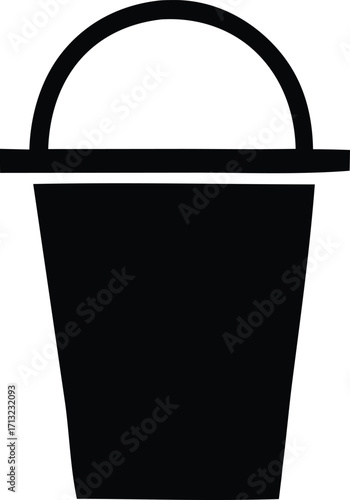 Simple black silhouette icon of a bucket a versatile graphic for various applications and designs