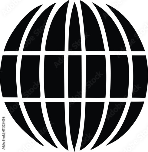 Abstract globe icon representing global connectivity digital network and worldwide communication a simple black and white symbol