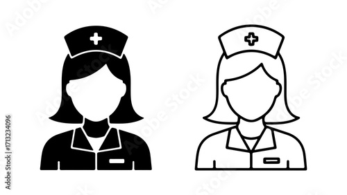 Nurse avatar icon set medical professional symbol.