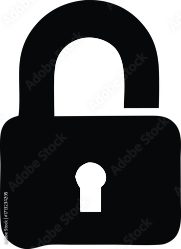 Open padlock icon symbolizing unlocked access security and freedom from lock protection in digital or physical spaces
