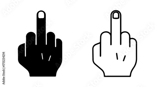 Offensive hand gesture middle finger rude sign vulgar expression disrespectful gesture hand signal.