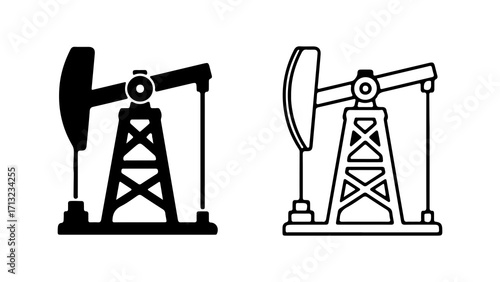 Oil Pumpjack Icons Industry and Energy Production.