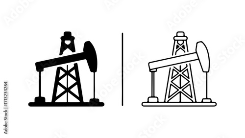 Oil Rig Illustrations Black and White.