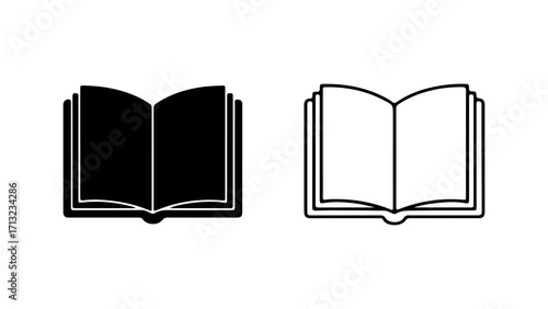 Open book illustration depicting knowledge and learning in black and white.
