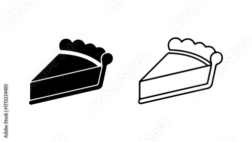 Pie slice illustration in black and white perfect for food related designs.