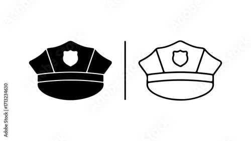 police officer hat black and white simple design illustration law enforcement.