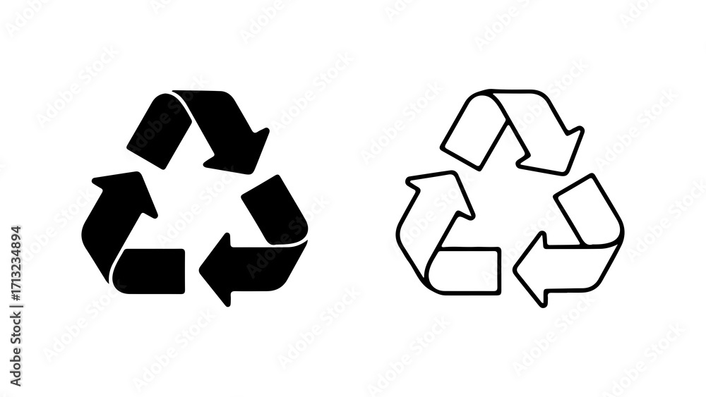 Obraz premium Recycling Symbols Black and Outline Versions for EcoFriendly Design.