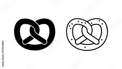 Pretzel icon set with solid and outline styles 1.