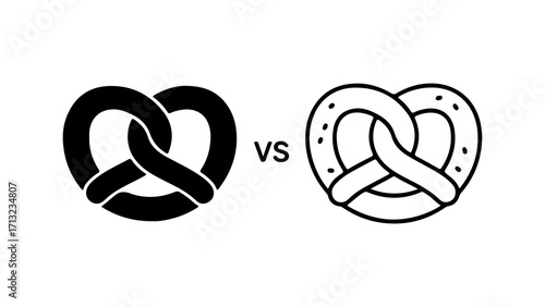 Pretzel Icons Comparison Solid Black vs Outline Design.