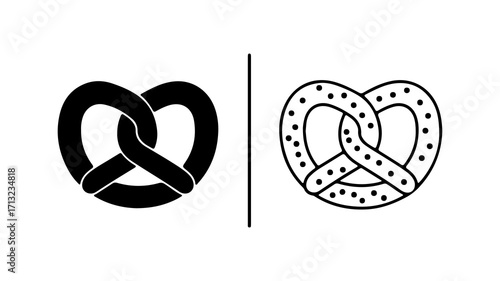 Pretzel icon set with solid and outline styles.