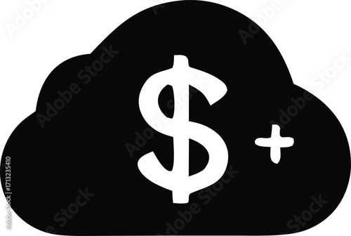Cloud computing and financial growth icon symbolizing digital economy online payments and wealth accumulation in a modern business context