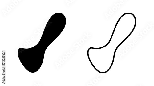 Set of two abstract amorphous blob shapes solid and outline.