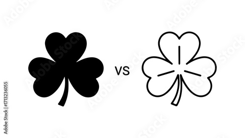 Shamrock clover icons in solid and outline styles comparison.
