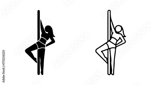Silhouette of a woman gracefully performing pole dance with elegance and poise.