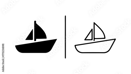 Simple sailboat icon in black and line art styles.