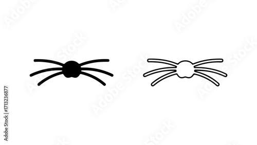 Simple spider icon set in solid and outline style.