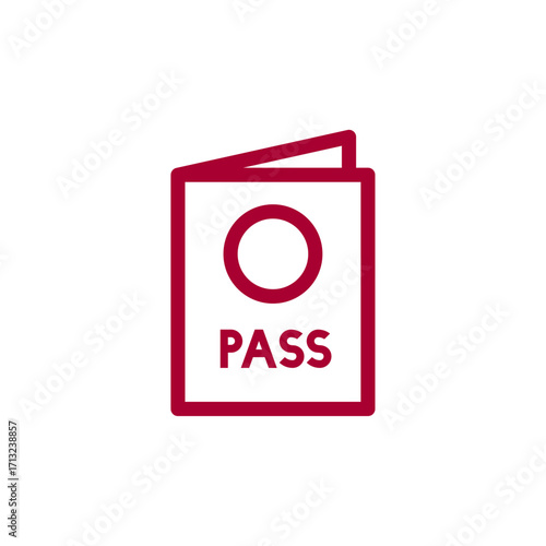 A simple, clean vector illustration of a passport with the word PASS prominently displayed