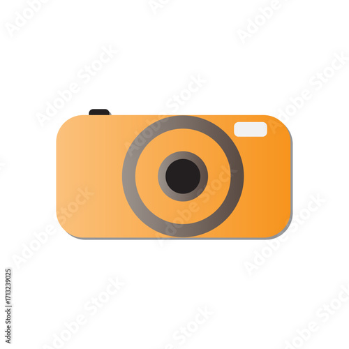 Orange Digital Camera With Lens Isolated on White Background, Ready for Your Next Shot