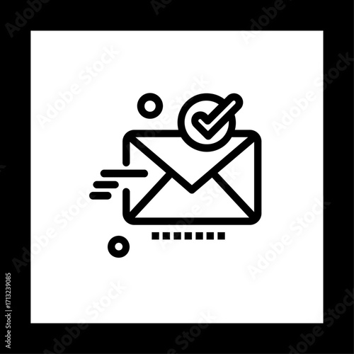 Envelope icon with checkmark, notification symbol, sent message confirmation