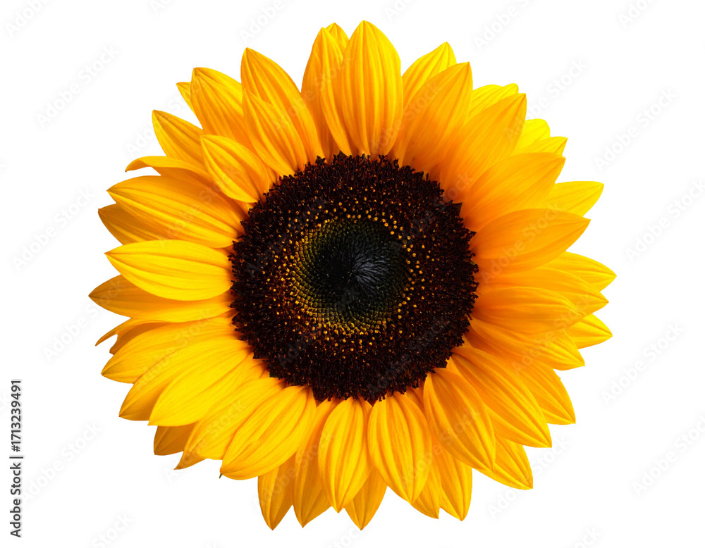 Fototapeta premium Bright Yellow Sunflower Isolated on White Background