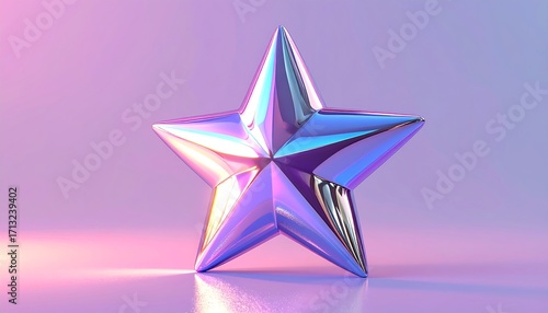 Shiny holographic star on a pastel background