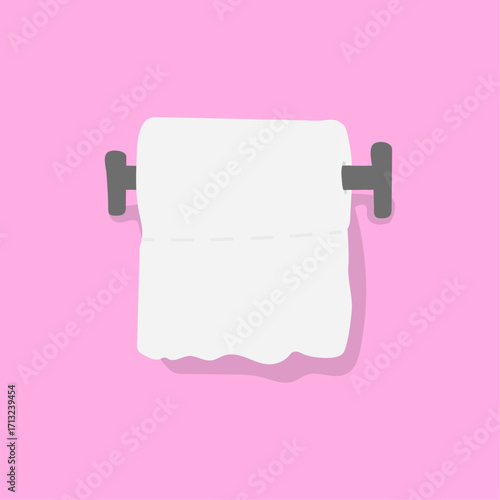 Toilet Paper Roll on Pink Background - Minimalist Illustration