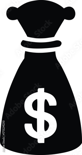Money bag icon with dollar symbol representing wealth finance and business success