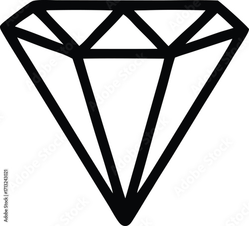 Simple outline of a diamond gemstone symbol for luxury jewelry and precious stone design concepts