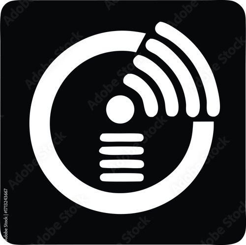 Abstract circular wi-fi signal icon with inner design elements represents digital connectivity and information transmission symbol