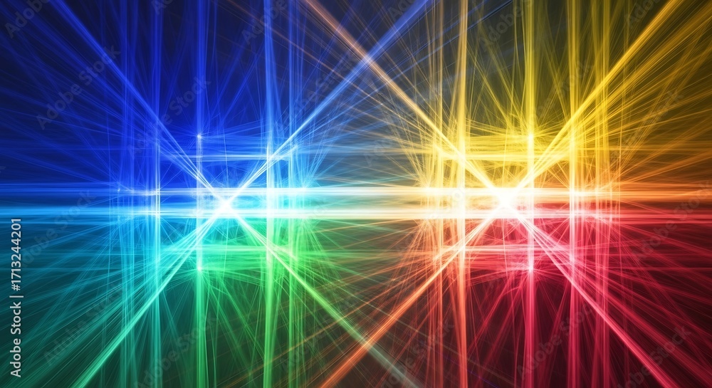 Obraz premium Abstract Colorful Light Grid Network.