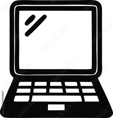 Simple hand drawn laptop icon for digital projects and technology concepts clean outline design