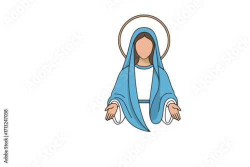 Vector Illustration of Our Lady Virgin Mary (Mother of Jesus, Madonna) — Printable Design Suitable for Logo, Sign, Tattoo, Sticker, and Other Print-on-Demand Products