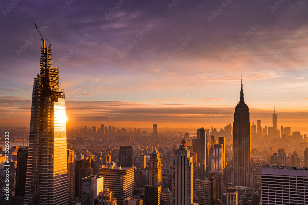 Obraz premium big ben at sunsets York skyline at sunset