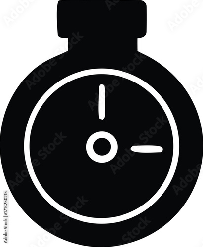 Classic stopwatch icon silhouette capturing time measurement and sports performance for digital and print design projects