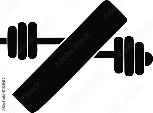 Crossed dumbbells silhouette symbol representing fitness strength training and exercise isolated on for health and wellness concepts