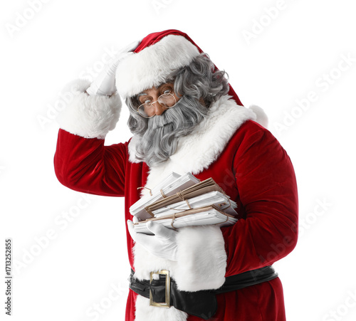 Shocked Santa Claus with le...